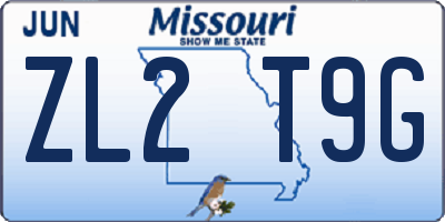 MO license plate ZL2T9G