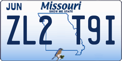 MO license plate ZL2T9I