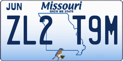 MO license plate ZL2T9M
