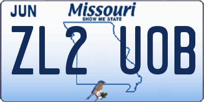 MO license plate ZL2U0B