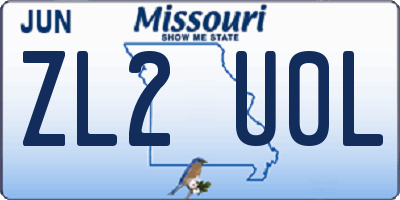 MO license plate ZL2U0L