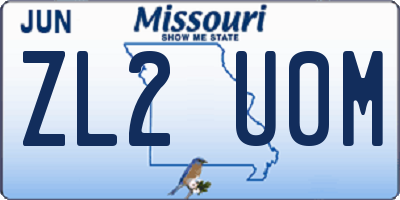MO license plate ZL2U0M