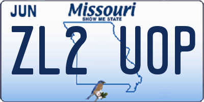 MO license plate ZL2U0P