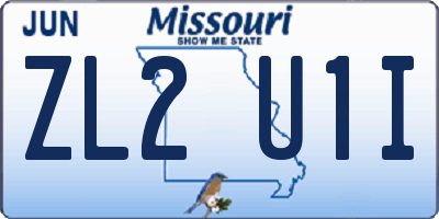 MO license plate ZL2U1I