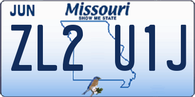 MO license plate ZL2U1J