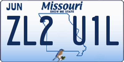 MO license plate ZL2U1L