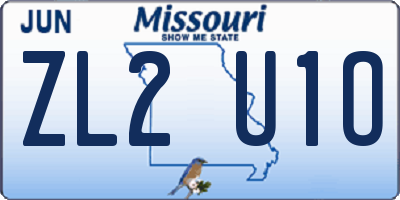 MO license plate ZL2U1O