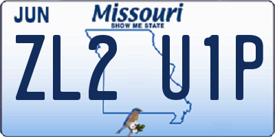 MO license plate ZL2U1P