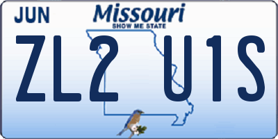 MO license plate ZL2U1S