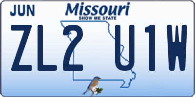 MO license plate ZL2U1W