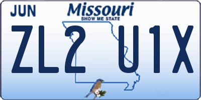 MO license plate ZL2U1X