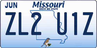 MO license plate ZL2U1Z