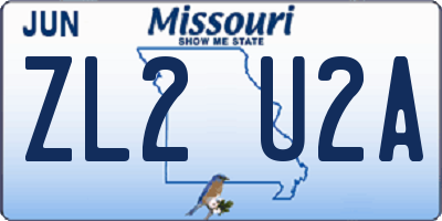 MO license plate ZL2U2A