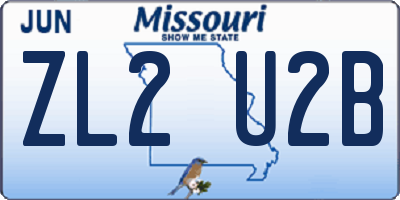 MO license plate ZL2U2B