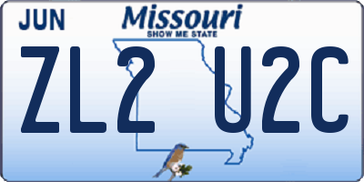 MO license plate ZL2U2C