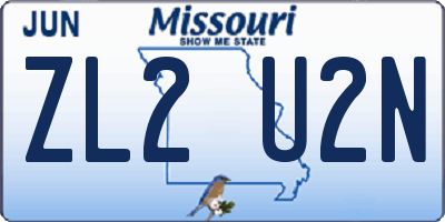 MO license plate ZL2U2N