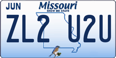 MO license plate ZL2U2U