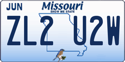 MO license plate ZL2U2W