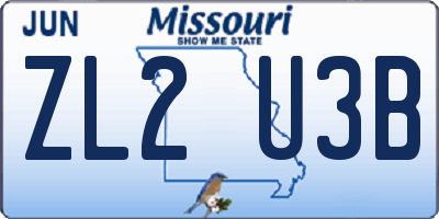 MO license plate ZL2U3B