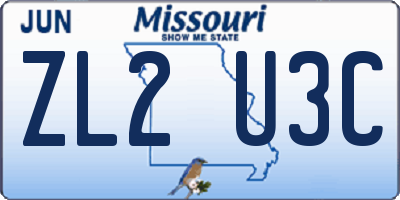 MO license plate ZL2U3C