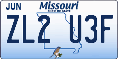 MO license plate ZL2U3F
