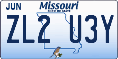 MO license plate ZL2U3Y