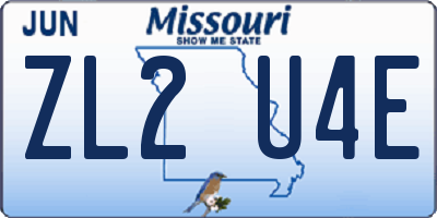 MO license plate ZL2U4E
