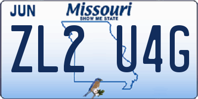 MO license plate ZL2U4G