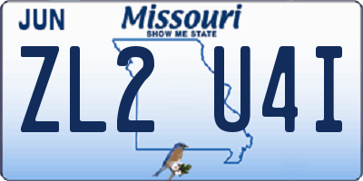 MO license plate ZL2U4I