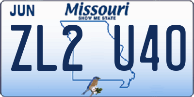 MO license plate ZL2U4O