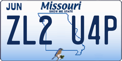 MO license plate ZL2U4P
