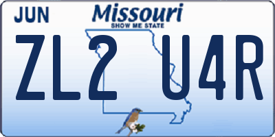 MO license plate ZL2U4R