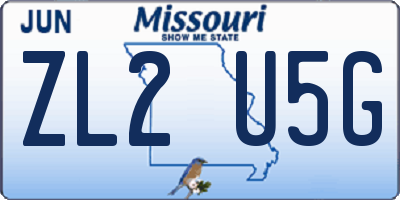 MO license plate ZL2U5G