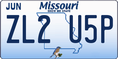 MO license plate ZL2U5P
