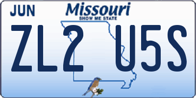 MO license plate ZL2U5S