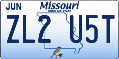 MO license plate ZL2U5T