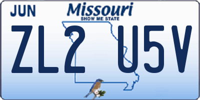 MO license plate ZL2U5V