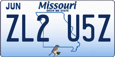 MO license plate ZL2U5Z