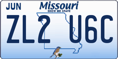 MO license plate ZL2U6C