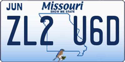 MO license plate ZL2U6D