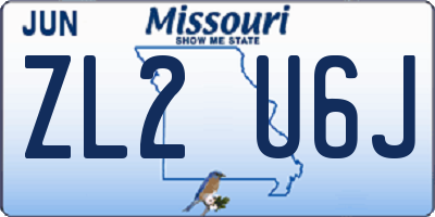 MO license plate ZL2U6J