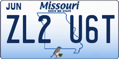 MO license plate ZL2U6T