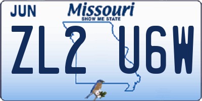 MO license plate ZL2U6W