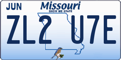 MO license plate ZL2U7E