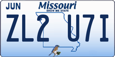MO license plate ZL2U7I