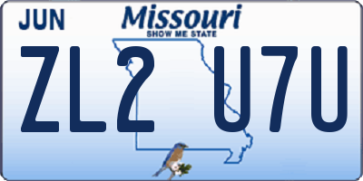 MO license plate ZL2U7U