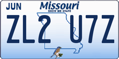 MO license plate ZL2U7Z