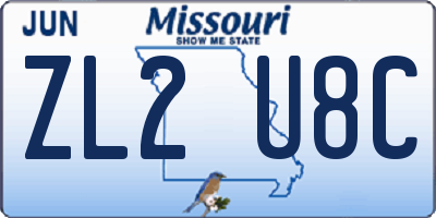 MO license plate ZL2U8C