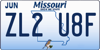 MO license plate ZL2U8F