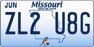 MO license plate ZL2U8G